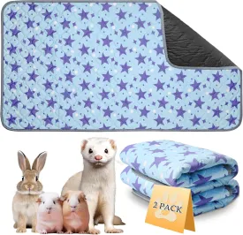 2 Pack Reusable Guinea Pig Cage Liners, 47" x 24" Washable Guinea Pig Pee Pads, Super Absorbent Waterproof Anti Slip Pee Pad, Guinea Pig Bedding Mat for Rabbit Hamster Small Animals - Blue