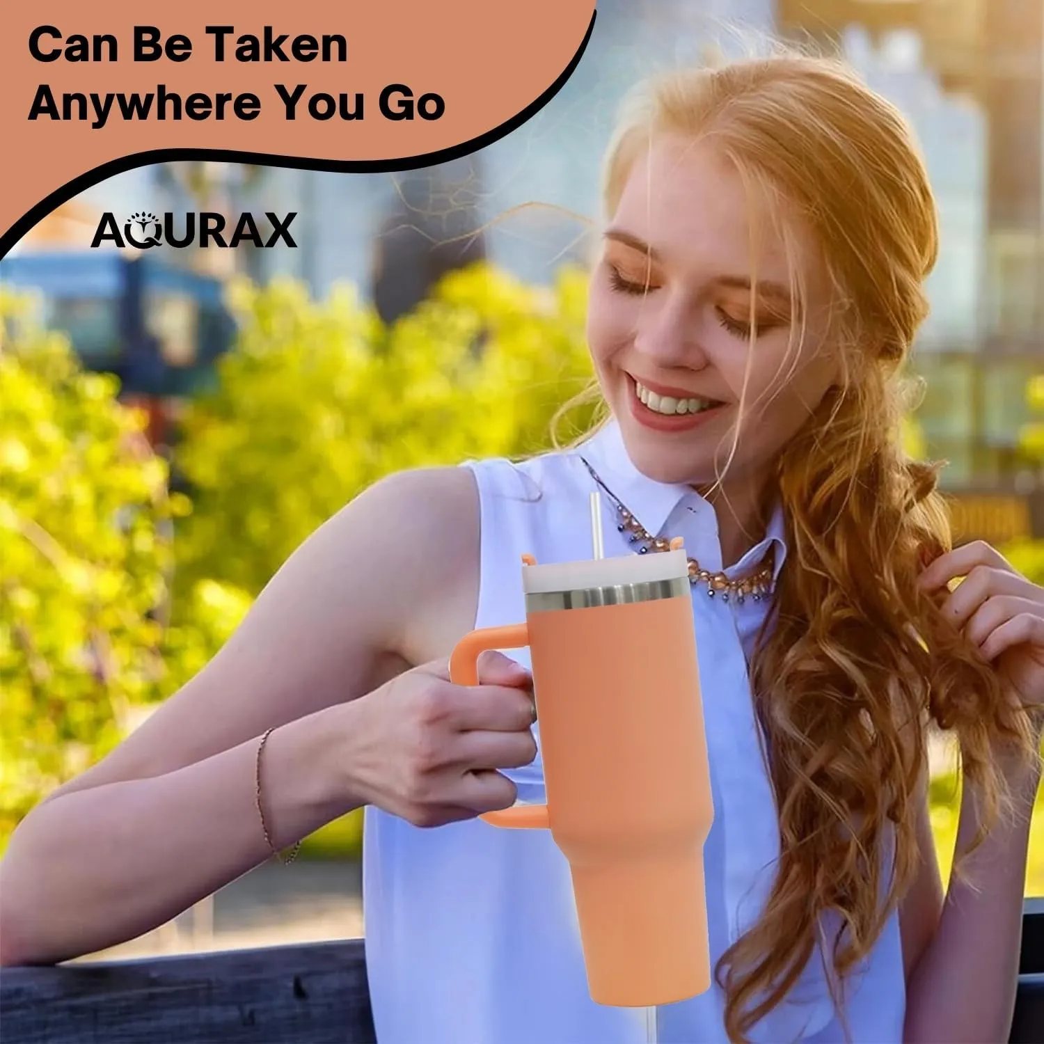 40oz tumbler and Silicone Snack Bowl,Tumbler with Lid and Straw, Leakproof, Dishwasher Safe,Insulated Stainless Steel Travel Coffee Mug, Hot and Cold Tea, Beverages (Nectarine)