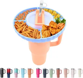 40oz tumbler and Silicone Snack Bowl,Tumbler with Lid and Straw, Leakproof, Dishwasher Safe,Insulated Stainless Steel Travel Coffee Mug, Hot and Cold Tea, Beverages (Nectarine)
