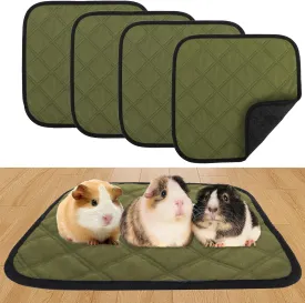 4pc Guinea Pig Cage Liners, Pet Guinea Pig Pee Pads , Absorbent Guinea Pig Bedding Mat Pad for Small Animals, 12inchx12inch (Green)