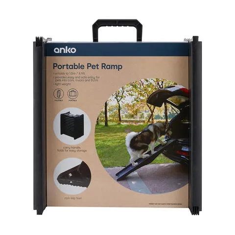 Anko Black 1.5m Folding Pet Ramp/ Easy & Safe Entry/ Max Load 30 Kg