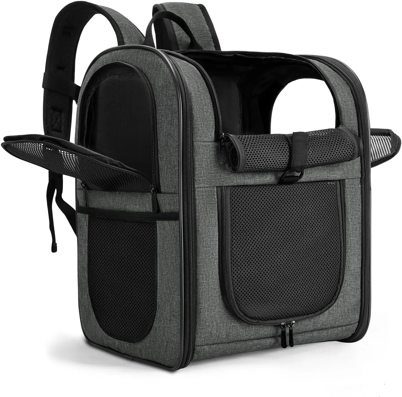 Apollo Walker Pet Carrier Backpack for Large/Small Cats and Dogs, Puppies, Safety Features and Cushion Back Support | for Travel, Hiking, Outdoor Use (Gray)