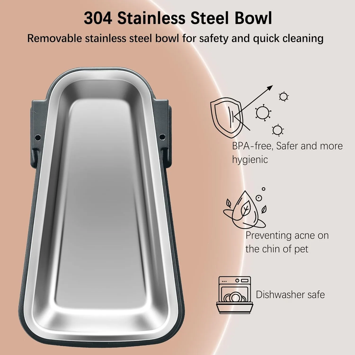 Automatic Dog and Cat Food Feeder and Water Dispenser Set with Stainless Steel Bowls,Gravity Pet Food and Water Feeders,100% BPA-Free,Large Capacity for Cats Dogs Pets(3.5L Dark Gray)