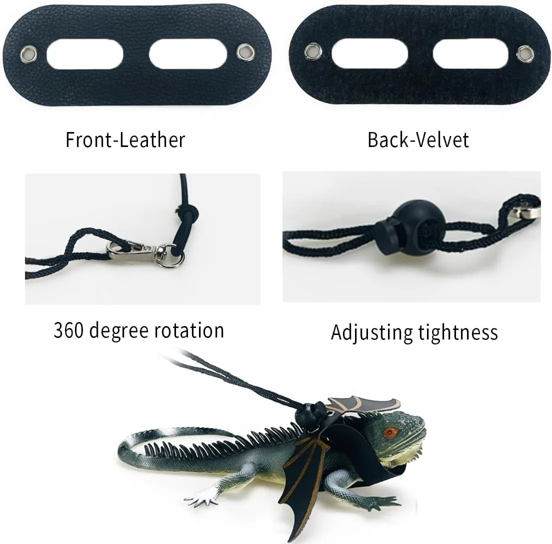 Bearded Dragon Lizard Backpack Carrier with Harness and Leash Set, Small Animal Carrier Backpack, Space Capsule Bubble Window, Small Pet Carrier Backpack, Airline Approved (Black)