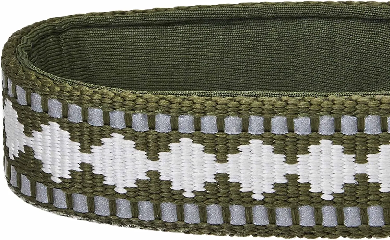 Blueberry Pet 3 Colors 3M Reflective Jacquard Neoprene Padded Adjustable Dog Collar, Olive, Small, Neck 12"-16"