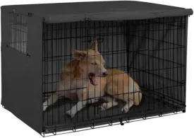 BORDSTRACT Dog Crate Cover, 49inL /33inW /31inH Pet Kennel Cover, Waterproof 210D Silver Coated Oxford Cloth Pet Cage Protector with Zipper, Universal for Wire Crate Indoor Outdoor, Only Cover(Black)