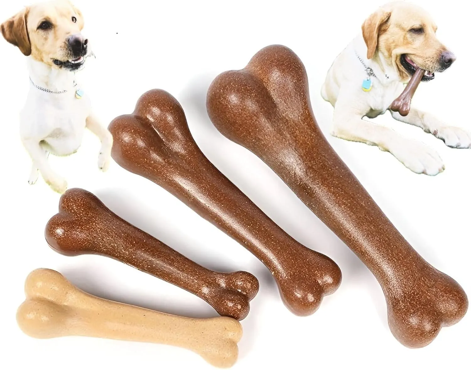 Chew Toy Bone for Dogs (2pck),Durable Chew Toy for Aggressive Chewers,Boredom and Stimulating, Beef Flavor Dog Toys for Small/Medium/Large Breed. (Large)