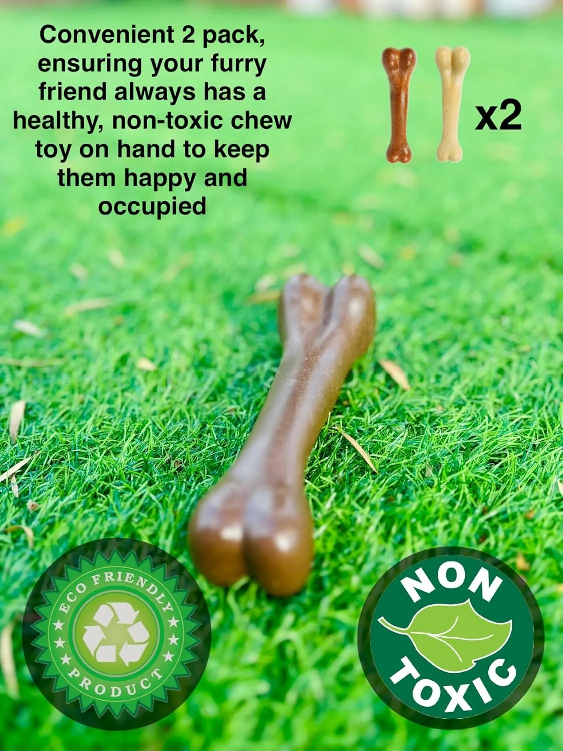 Chew Toy Bone for Dogs (2pck),Durable Chew Toy for Aggressive Chewers,Boredom and Stimulating, Beef Flavor Dog Toys for Small/Medium/Large Breed. (Large)
