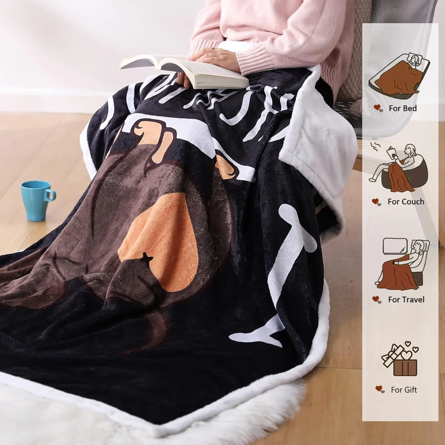 Dachshund Blanket, I Love Dachshunds Soft Flannel Throw Cozy Wiener Dog Blankets Animal Stuffed Gifts for Women Dog Lovers (Dachshund 4, 47"x 60")