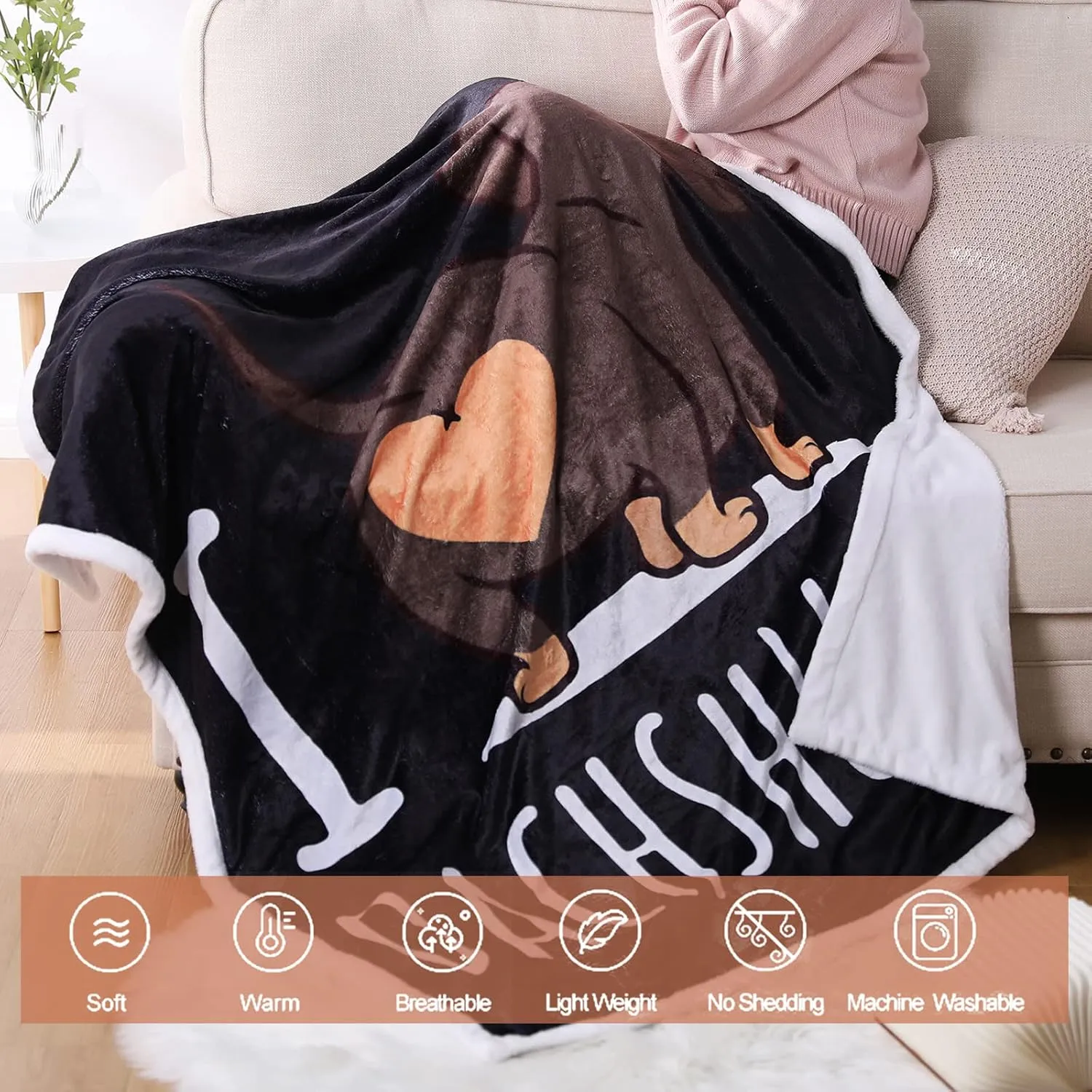 Dachshund Blanket, I Love Dachshunds Soft Flannel Throw Cozy Wiener Dog Blankets Animal Stuffed Gifts for Women Dog Lovers (Dachshund 4, 47"x 60")