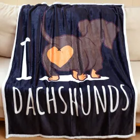 Dachshund Blanket, I Love Dachshunds Soft Flannel Throw Cozy Wiener Dog Blankets Animal Stuffed Gifts for Women Dog Lovers (Dachshund 4, 47"x 60")