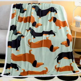 Dachshund Blanket, Wiener Dogs Throw, I Love Dachshunds Soft Flannel Animal Stuffed Blankets Gifts for Women Dog Lovers (Dachshund 1, 47" x 60")