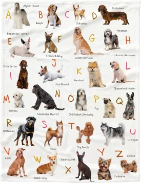 Dog Alphabet Print Blanket, Personalized Dachshund Blanket, Dog Gift for Dog Lovers Mom Dad Cute Dog Paw Prints Soft Flannel Throw Blanket for Bed Sofa Travel Extra Small 40''x30'' for Pet