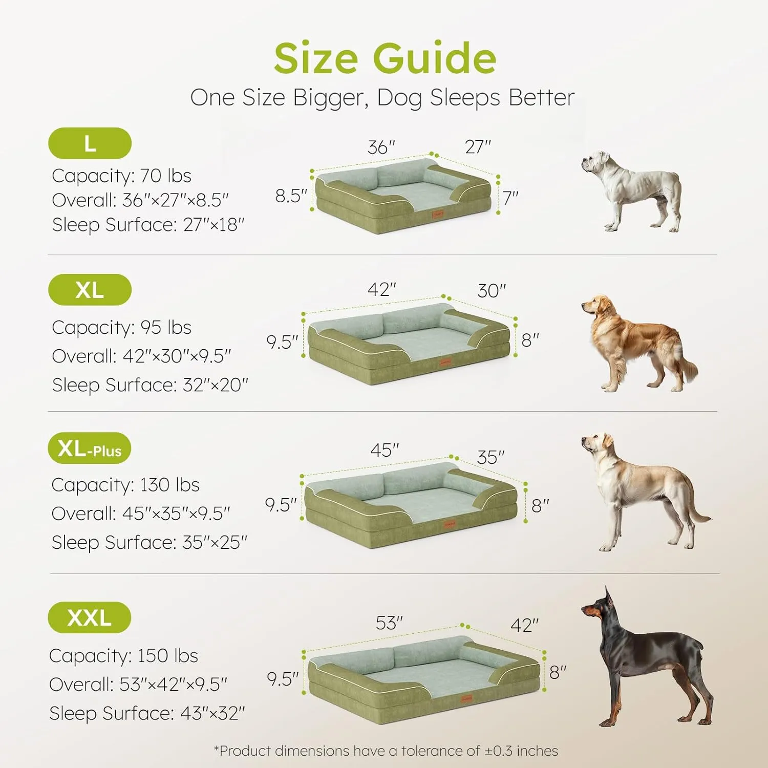 Dog Beds for Large Dogs, Orthopedic Dog Bed with Cooling Gel Memory Foam, Waterproof Large Pet Bed with Removable Washable Cover, 36" Pet Sofa Couch Dutch Velvet with Bone Toy, Dark Green
