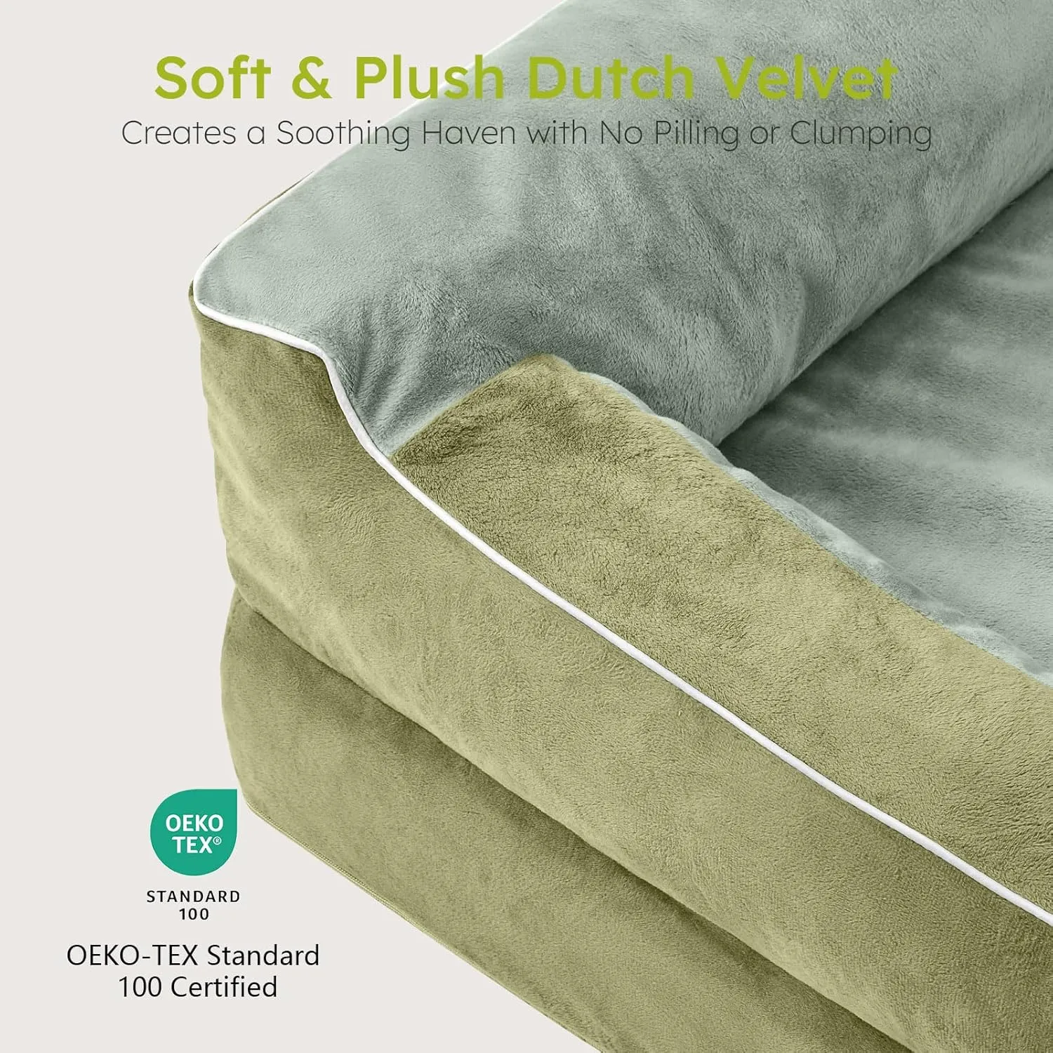 Dog Beds for Large Dogs, Orthopedic Dog Bed with Cooling Gel Memory Foam, Waterproof Large Pet Bed with Removable Washable Cover, 36" Pet Sofa Couch Dutch Velvet with Bone Toy, Dark Green