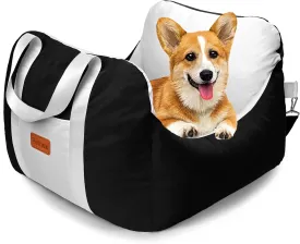 Dog Car Seat for Small Dogs, Portable Puppy Car Seat of Easy Installation, Fashionable Pet Carrier Bag with Large Pockets, Ultrasoft & Machine Washable Dog Booster Seat (Black/Grey)