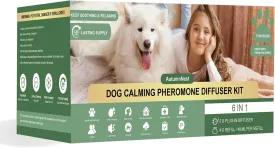 Dog Pheromone Diffuser Kit, Pet Stress Support Set (2 Plug-ins   6 Packs 48ml Refill) Helps Calm Dogs During Thunderstorms, Travel, Separation, Fireworks, Vet Visits, 180 Day Supply (Non-toxic)