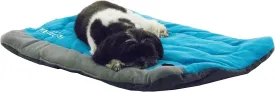 DOGHELIOS 'Combat-Terrain' Cordura-Nyco Reversible Nylon and Polar Fleece Travel Camping Folding Pet Dog Bed Mat, Medium, Blue, Grey