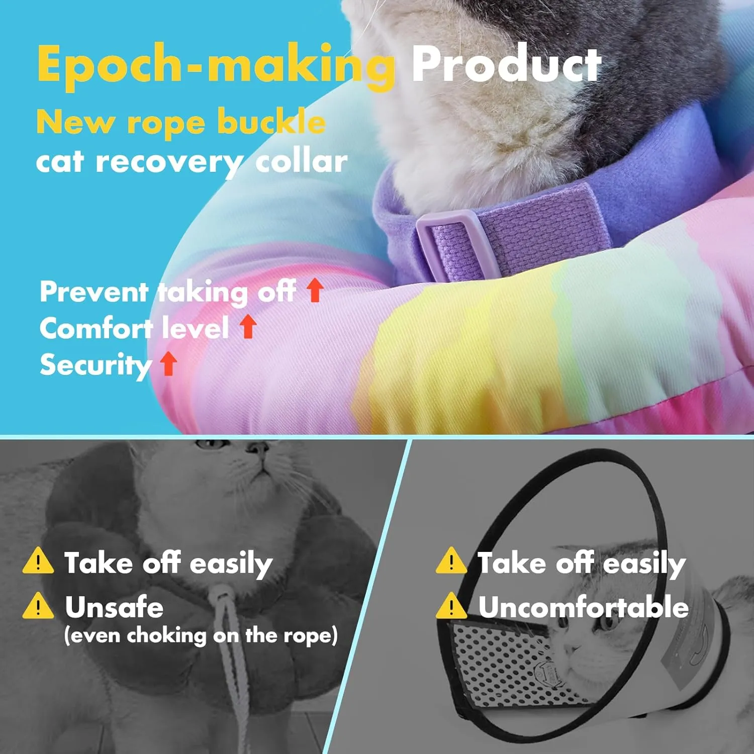 EWES Cat Cone Collar Soft M Size,Alternative Neck Cones to Stop Licking,Comfy Elizabethan Collars After Surgery Neuter,Donut Collar for Pet Cat Dog Kitten e Collar Recovery Shame