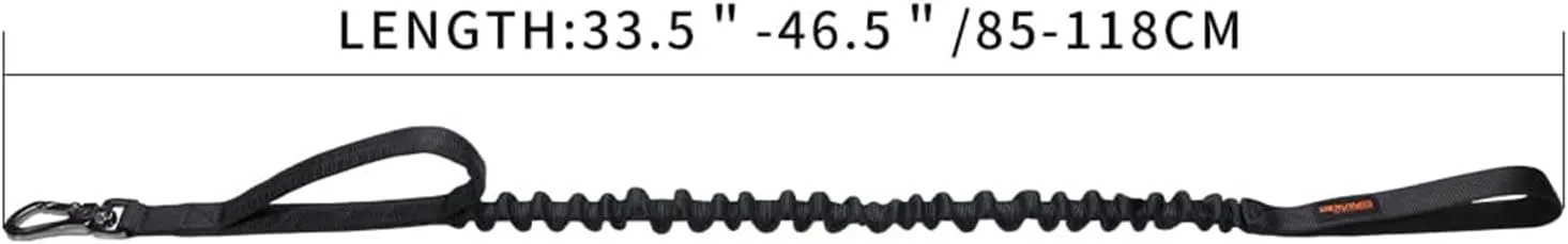 EXCELLENT ELITE SPANKER Military Bungee Dog Leash Elastic Leads Rope with 2 Padded Control Handle for Medium and Small Dogs (Black)