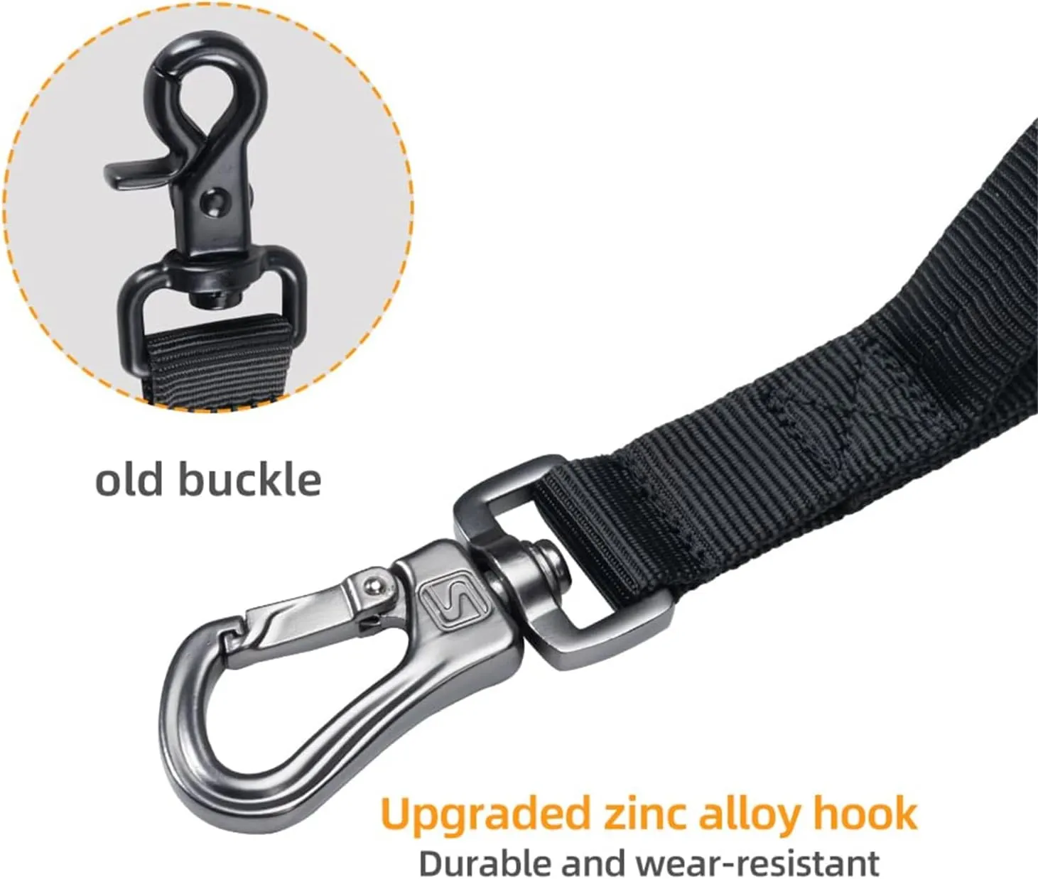 EXCELLENT ELITE SPANKER Military Bungee Dog Leash Elastic Leads Rope with 2 Padded Control Handle for Medium and Small Dogs (Black)