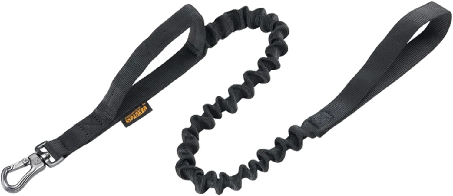 EXCELLENT ELITE SPANKER Military Bungee Dog Leash Elastic Leads Rope with 2 Padded Control Handle for Medium and Small Dogs (Black)
