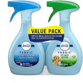 Febreze Fabric Refresher Value Pack, Pet Odor Eliminator and Extra Strength Fabric Deodorizer, 27 Fl Oz, Pack of 2