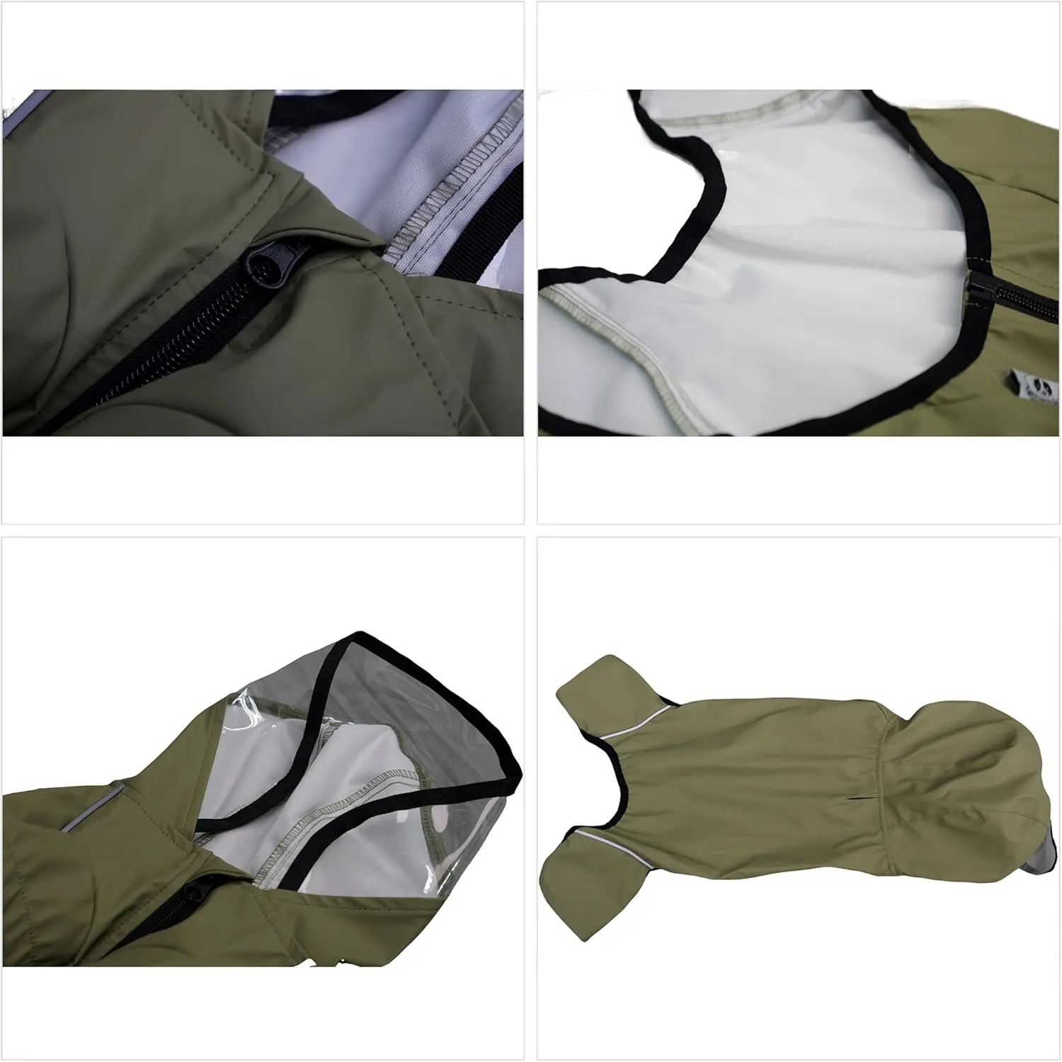 Four-Legged Full Coverage Waterproof Dog Raincoat with Reflective Features Pet Raincoats for Large Medium Small Dogs Khaki M