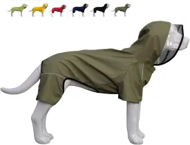 Four-Legged Full Coverage Waterproof Dog Raincoat with Reflective Features Pet Raincoats for Large Medium Small Dogs Khaki M