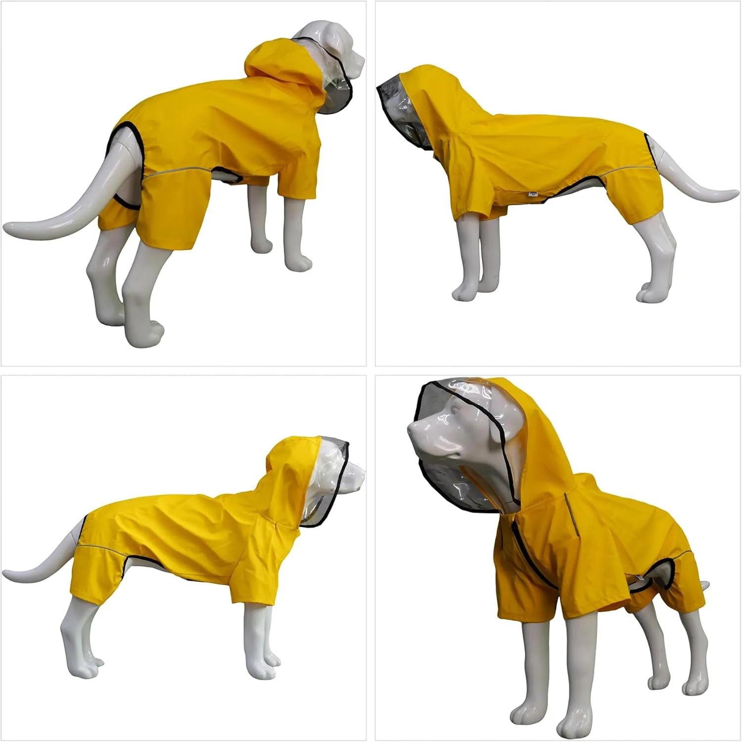 Four-Legged Full Coverage Waterproof Dog Raincoat with Reflective Features Pet Raincoats for Large Medium Small Dogs Yellow L
