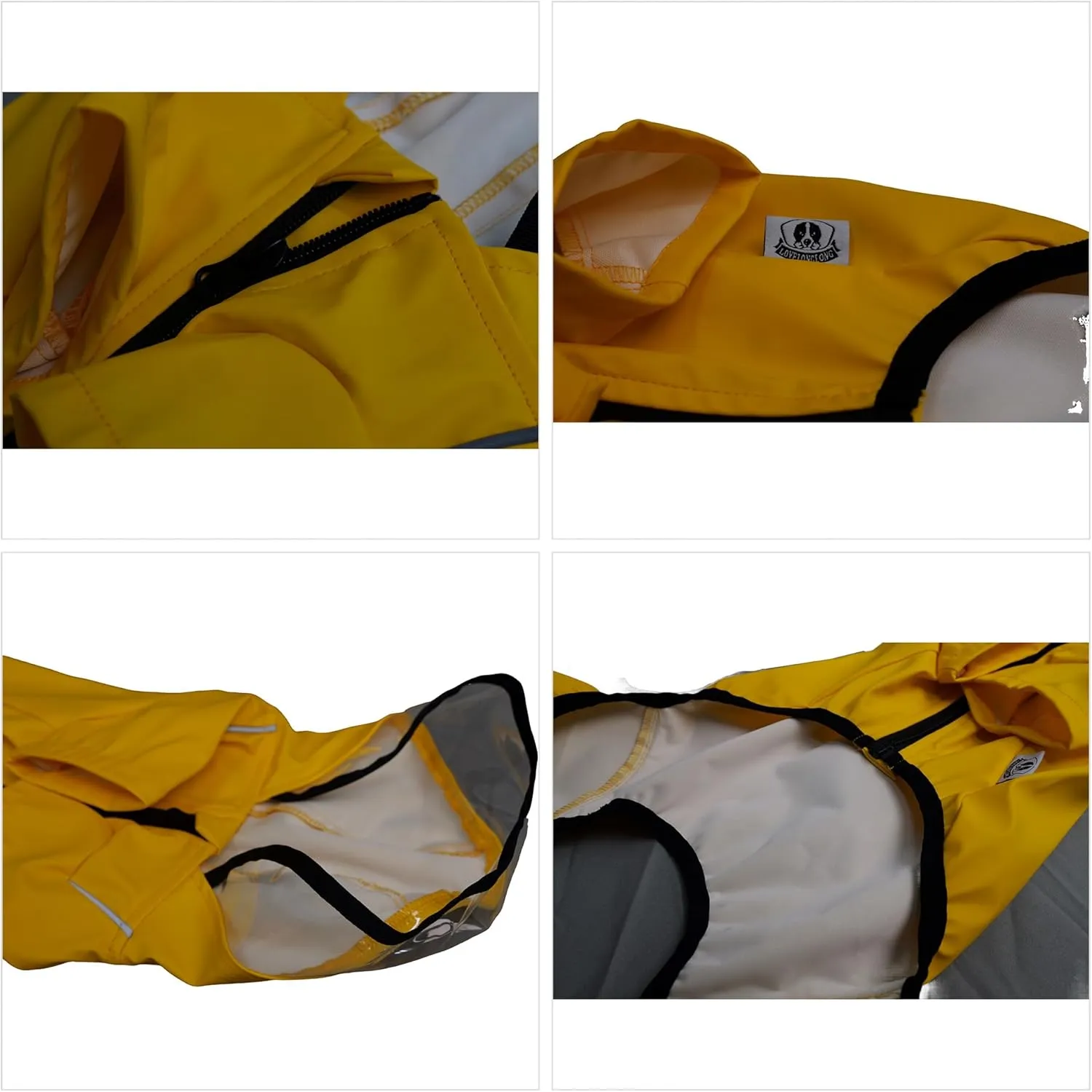 Four-Legged Full Coverage Waterproof Dog Raincoat with Reflective Features Pet Raincoats for Large Medium Small Dogs Yellow L