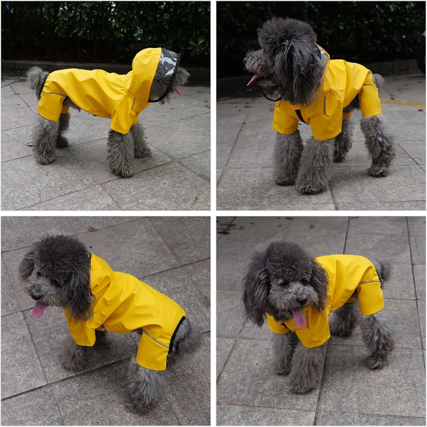 Four-Legged Full Coverage Waterproof Dog Raincoat with Reflective Features Pet Raincoats for Large Medium Small Dogs Yellow L