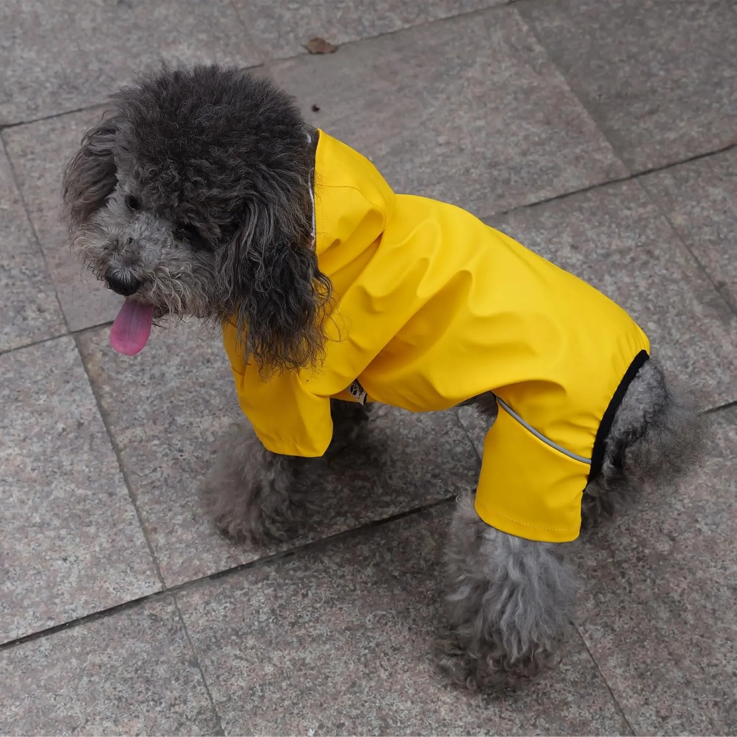 Four-Legged Full Coverage Waterproof Dog Raincoat with Reflective Features Pet Raincoats for Large Medium Small Dogs Yellow L