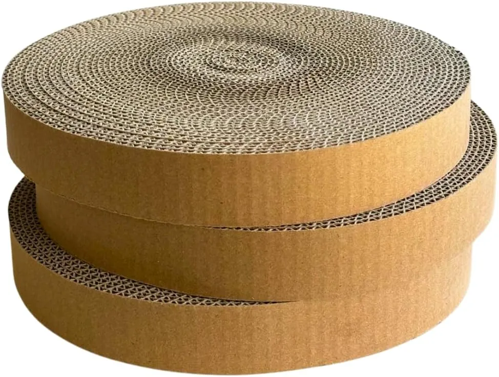 FROU.FROU Round Turbo Cat Scratcher Replacement Pads for Active Play, Recycled Corrugated Cardboard to Supports Pet Behavior and Relieves Stress for Cats, Pack of 3