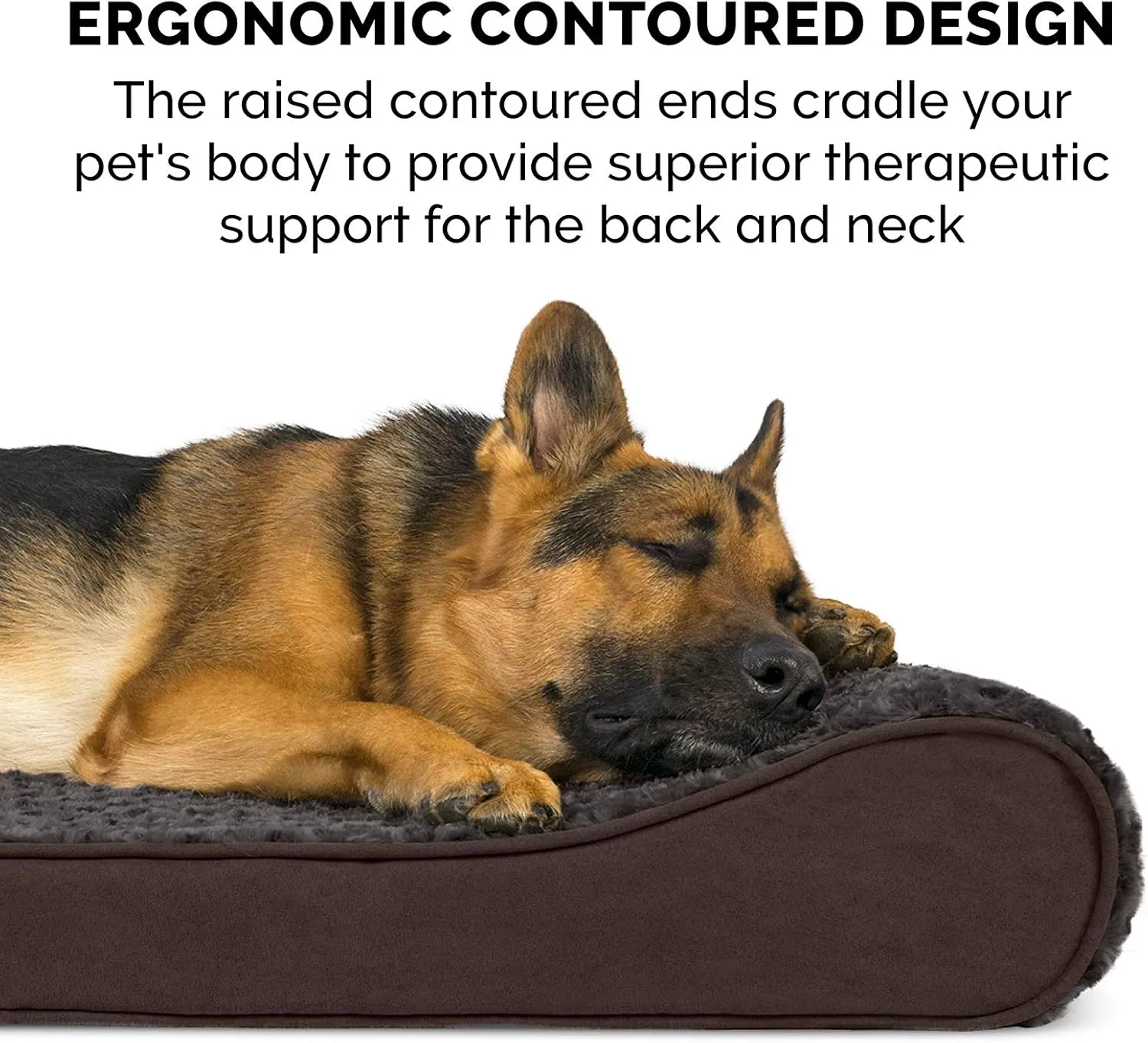 Furhaven Cooling Gel Dog Bed for Large Dogs w/ Removable Washable Cover, For Dogs Up to 150 lbs - Ultra Plush Faux Fur & Suede Luxe Lounger Contour Mattress - Chocolate, Jumbo Plus/XXL