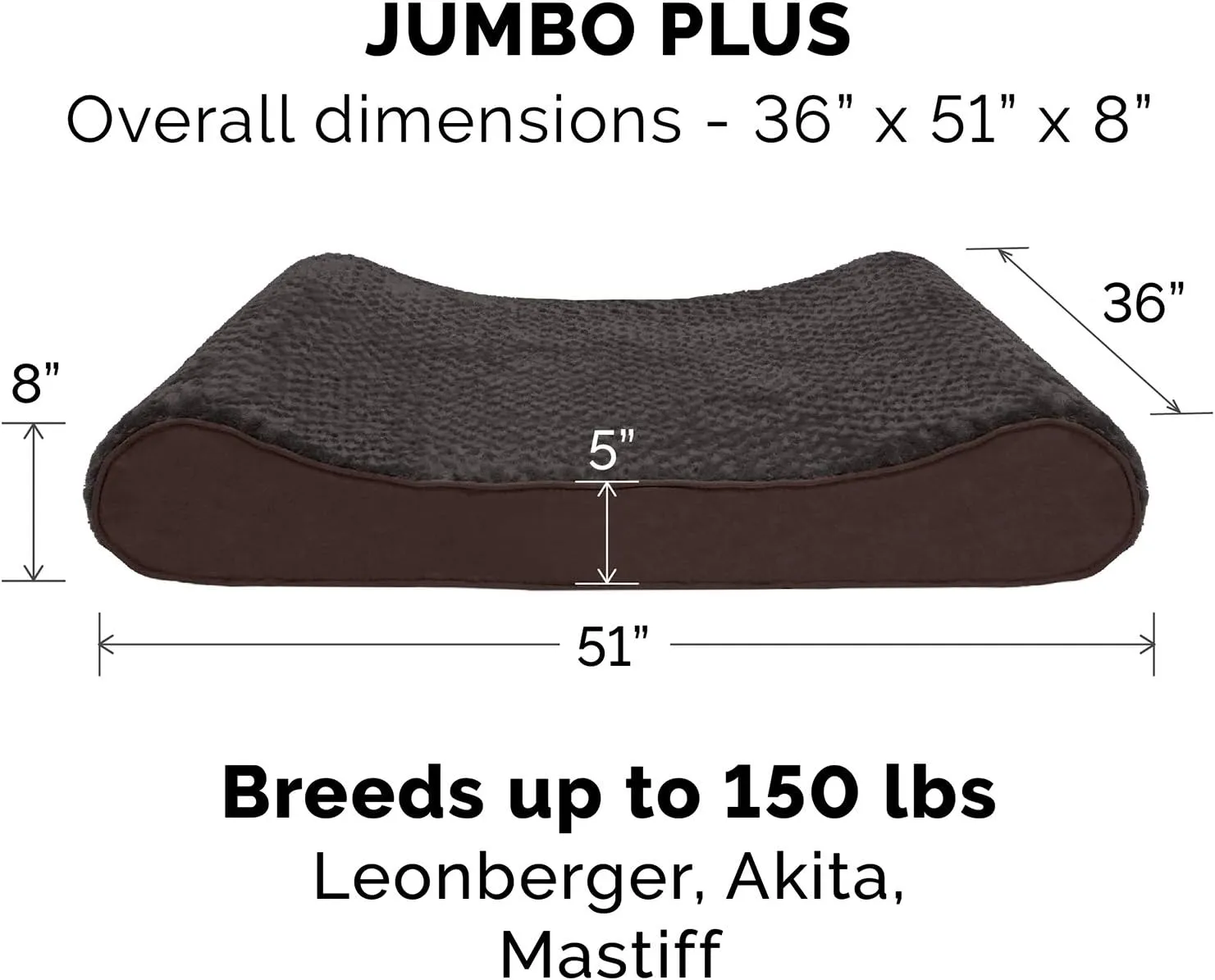 Furhaven Cooling Gel Dog Bed for Large Dogs w/ Removable Washable Cover, For Dogs Up to 150 lbs - Ultra Plush Faux Fur & Suede Luxe Lounger Contour Mattress - Chocolate, Jumbo Plus/XXL
