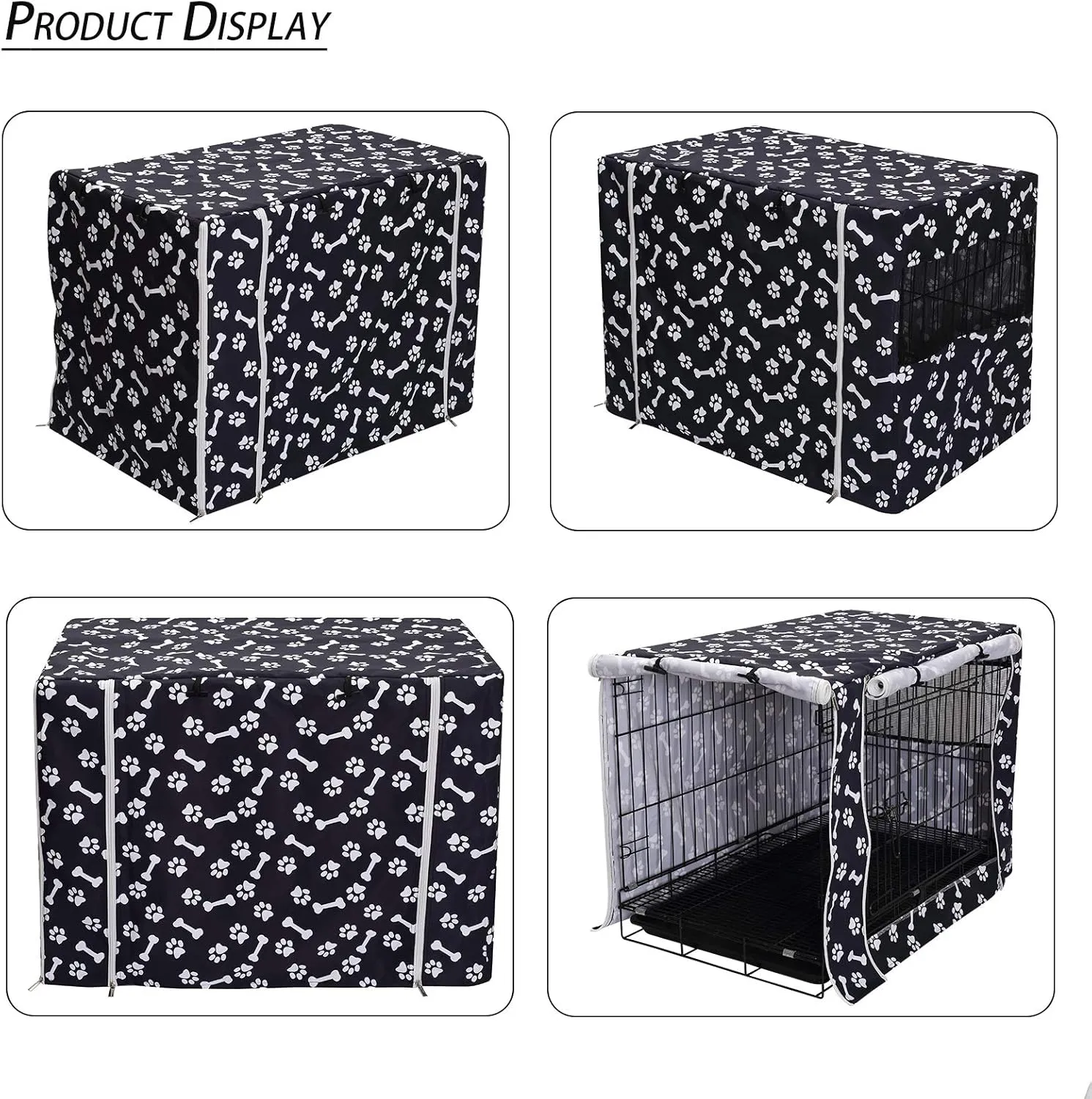 Geyecete Large Dog Crate Covers Fits 24inch-48inch Dog Crates for Small Medium Large Dogs Dog Crate Bed Dog Crate with Cover - Cover only(Crate Not Included)-Black-30