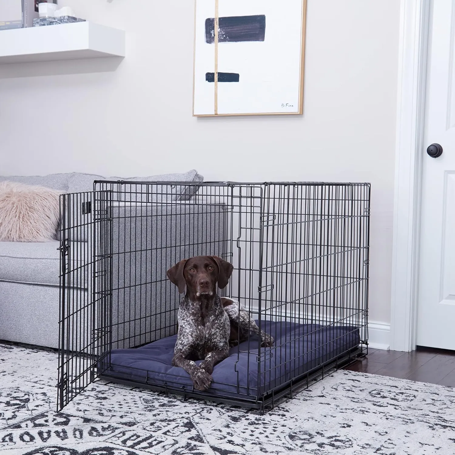 Happy Hounds Cooper Deluxe Reversible Crate Pad - Large - Denim