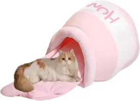 Honey Pot Cat Bed - Comfortable Memory Foam Pet Furniture with Removable Cushion - Stylish and Washable Cat Bed for Small Cats and Breeds (Pink)