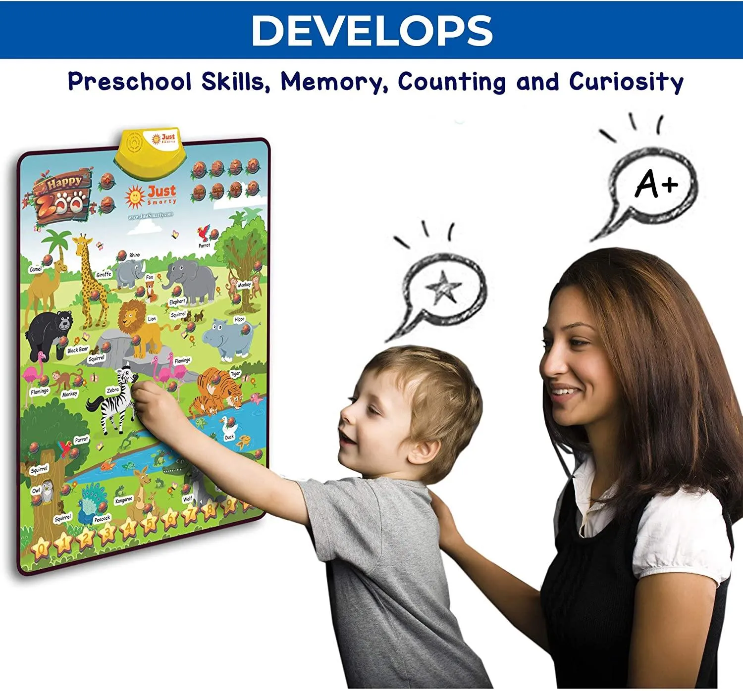 Just Smarty Happy Zoo Interactive Learning Poster