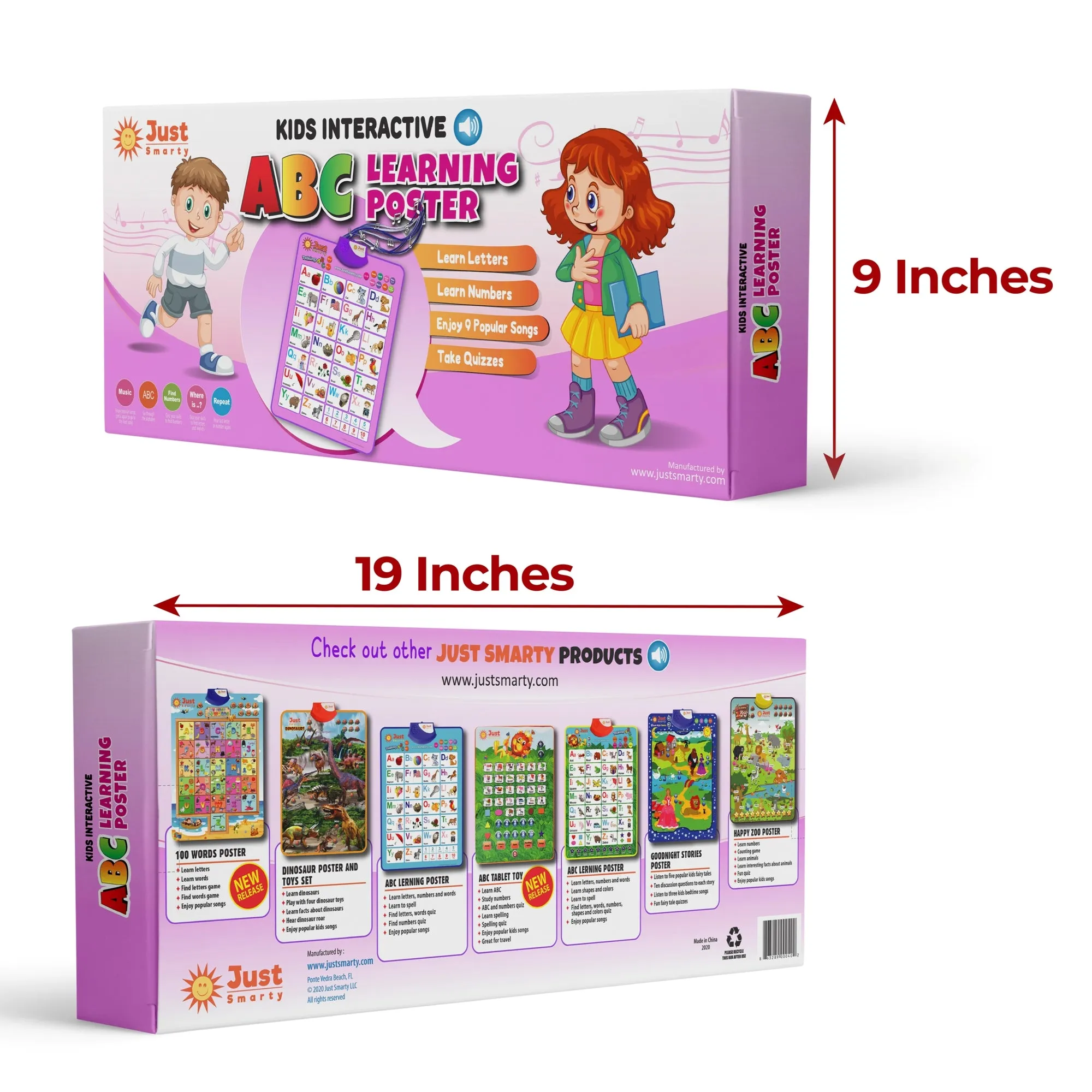 Just Smarty Interactive ABCs and 123s Learning Poster, Pink