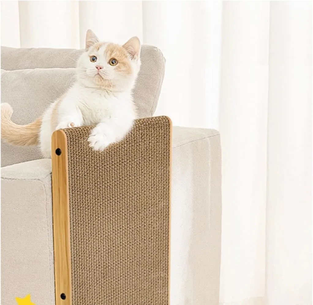 Luxury L-Shaped Cat Scratcher - 23.6 Inch Vertical & Horizontal Scratching Pad with Ball Toy, Durable Eco-Friendly Design, Protects Furniture, Fun Cat Toy for Indoor Cats