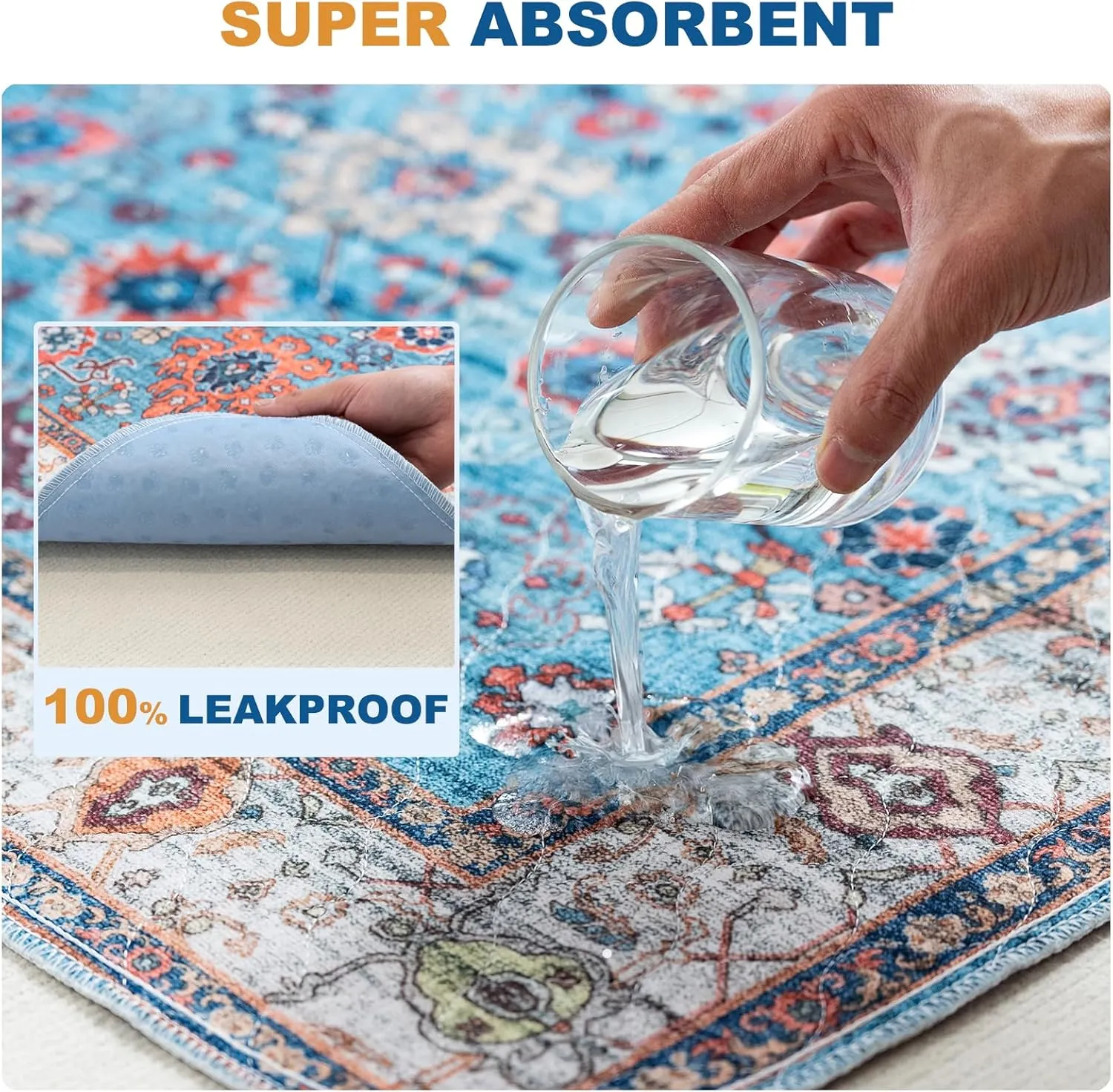 Non-Slip Washable Pee Pads for Dogs, 2 Pack 48''x60'' Super Absorbent and Leak-Proof Reusable Puppy Pads, Pet Training Pads Protect Against Urine Leakage, Soft, Quick-Dry (48''x60'')