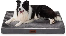 Orthopedic Dog Crate Bed for Large Sized Dog - Waterproof Puppy Bed for 36 Inch Kennel with Removable Washable Corduroy Cover, Support with Egg Crate Foam Filling, Grey