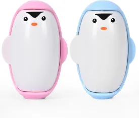 Penguin Shape Portable Lint Roller, Lint Roller for Clothes and Pet Hair, Cat Hair Roller, Super Sticky and Washable, Reusable, 2pcs Gel Lint Roller (Blue, Pink)