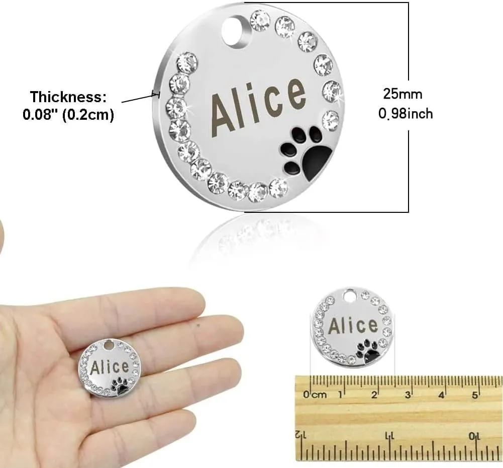 Personalized Dog/Cat Cute Paw Pet ID Tag with Unique Laser Engraving Name and Phone Number for Pet Collar or Key Chain (Purple)