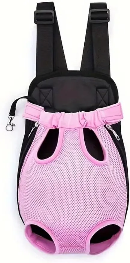 Pet Travel Backpack for Cats and Dogs, Portable Breathable Mesh Chest Carrier, Polyester Woven Double Shoulder Pet Bag for Outdoor Adventures (Purple, Small)