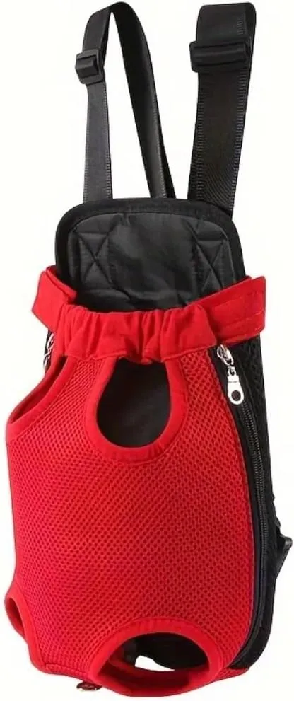 Pet Travel Backpack for Cats and Dogs, Portable Breathable Mesh Chest Carrier, Polyester Woven Double Shoulder Pet Bag for Outdoor Adventures (Purple, Small)
