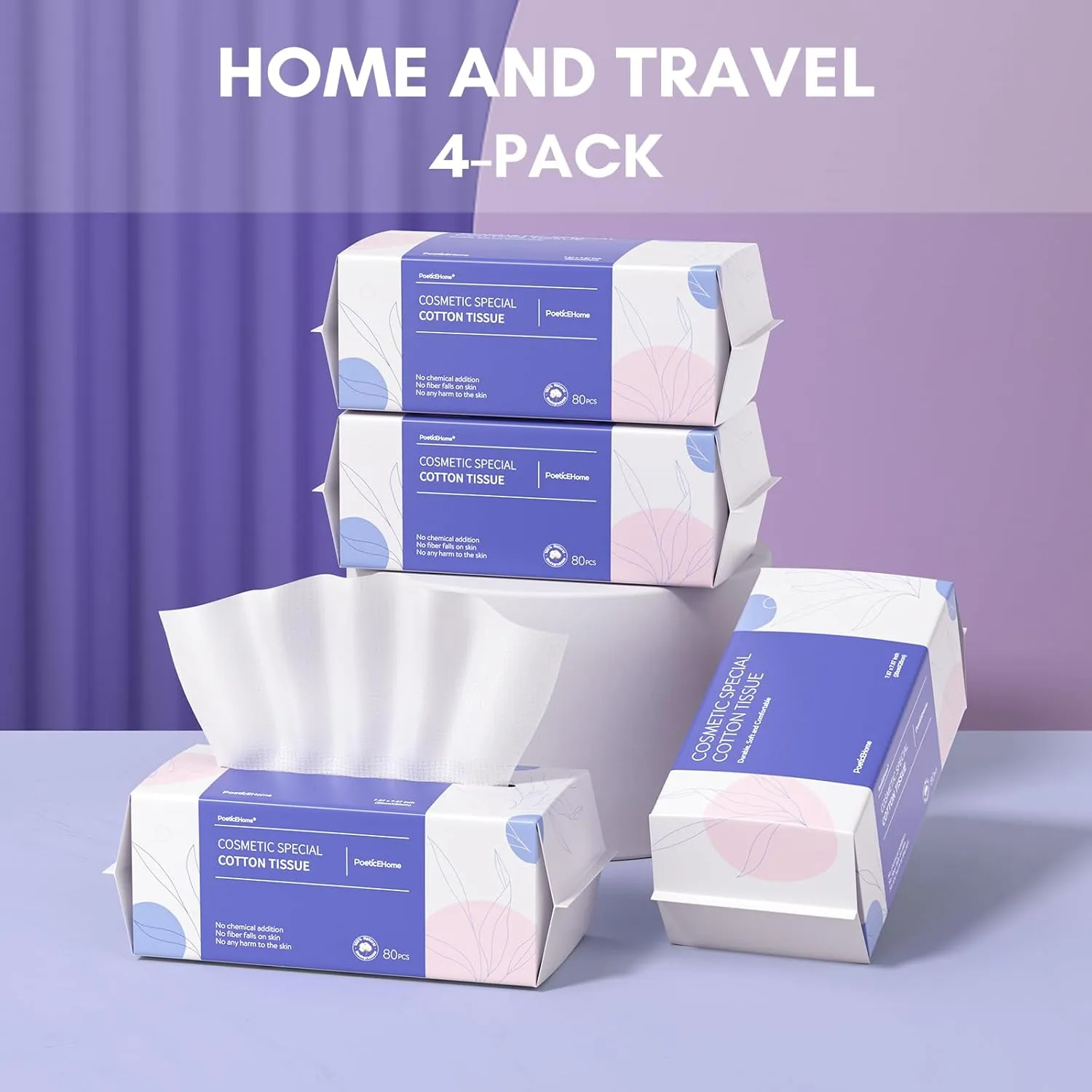 PoeticEHome Disposable Face Towel | Thick & Absorbent | Clean Face Tissue Biodegradable | Cotton Dry Wipes for Facial Cleansing & Makeup Removing
