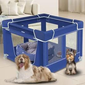 Puppy PlayPen 47x47x32 Inch, Dog Playpen with Gate for Puppies, Small and Medium Dogs, Pet PlayPen for Outdoors & Indoors, Tear Resistant Fabric